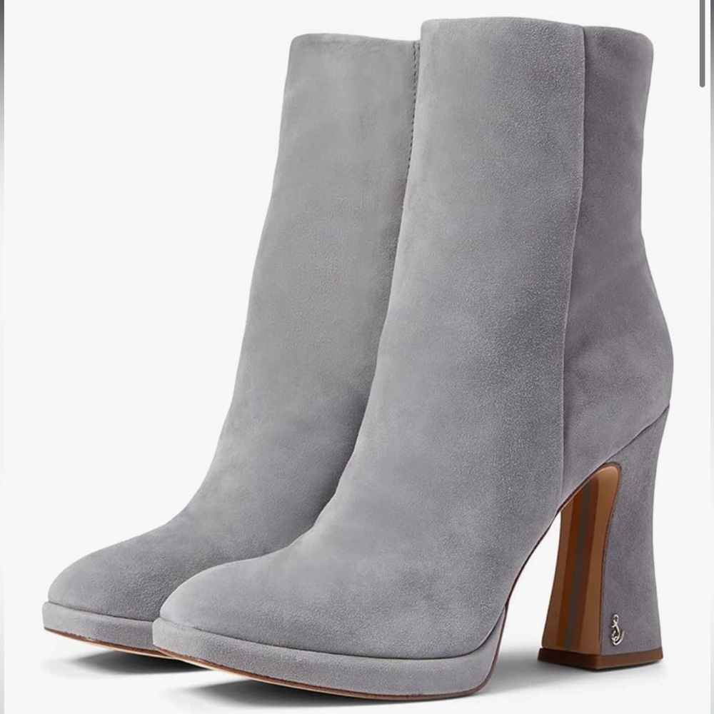 WORN ONCE Sam Edelman Jaye suede gray heeled bootie size 7